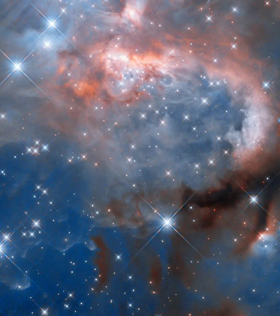 questa immagine rappresenta la nebulosa rcw7 catturata dal telescopio spaziale Hubble della nasa